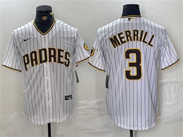 Men%27s San Diego Padres #3 Jackson Merrill White Cool Base Stitched Baseball Jersey->san diego padres->MLB Jersey